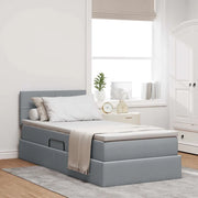 Letto con contenitore e LED Grigio chiaro 90 x 190 cm Tessuto