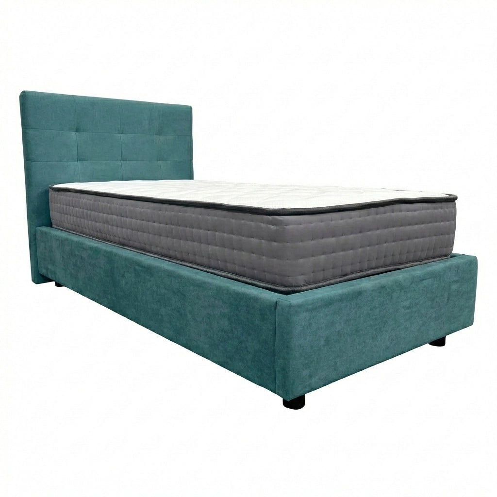 Letto contenitore singolo 80x190 cm con rete ortopedica a doghe, tessuto Enjoy, made in Italy - 17 Turkish
