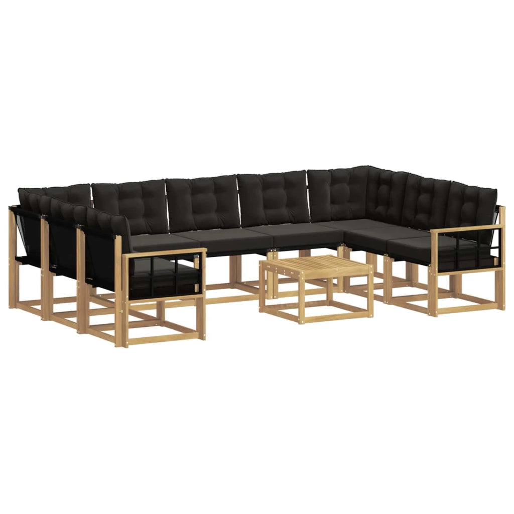 Set di divani da esterno 10 pz Bianco e Nero 3389890