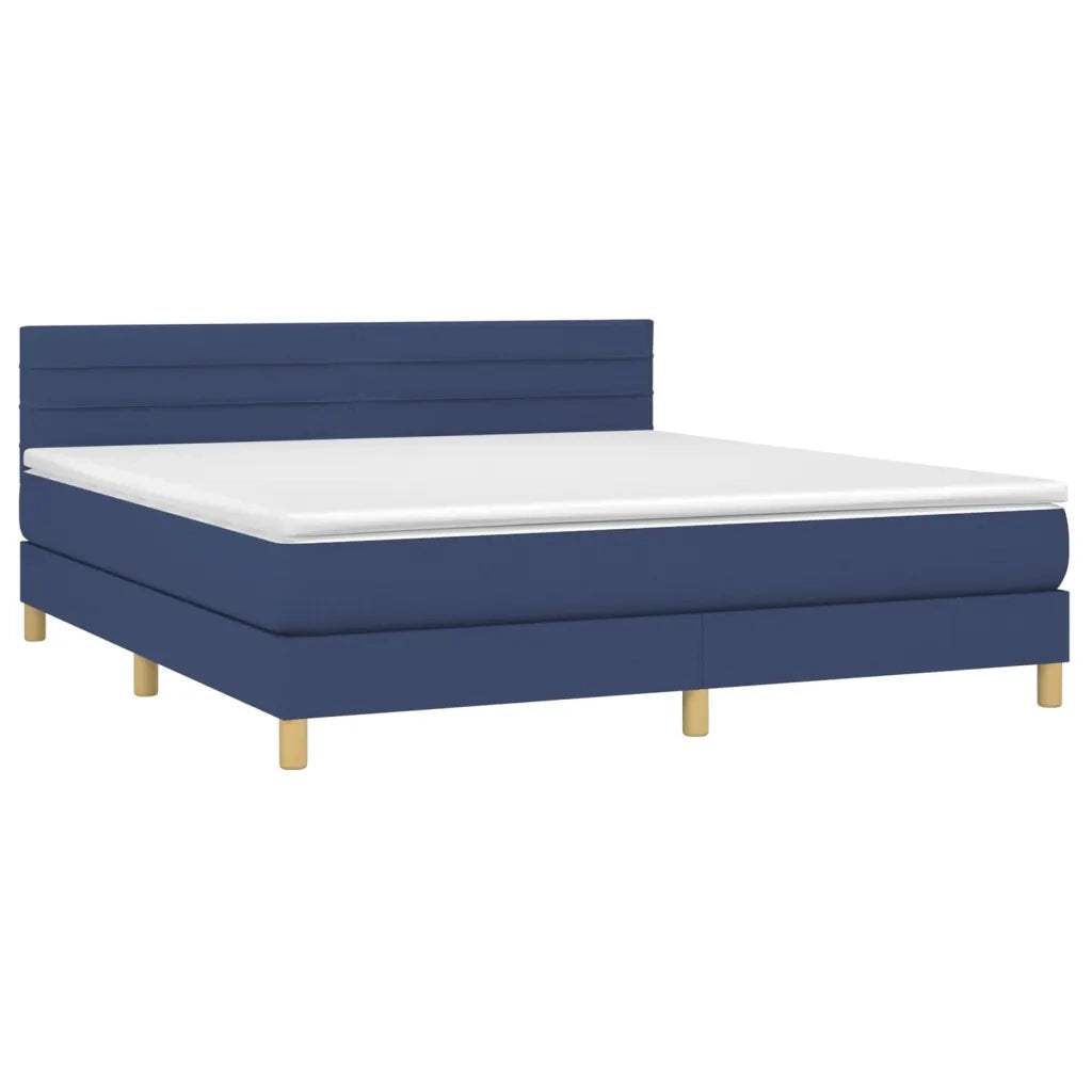 Letto a Molle con Materasso e LED Blu 180x200 cm in Tessuto 3133819