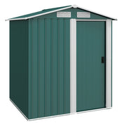 Casetta Box Da Giardino 152x132x188 cm con Tetto Inclinato e 4 Prese d'Aria in Acciaio Verde