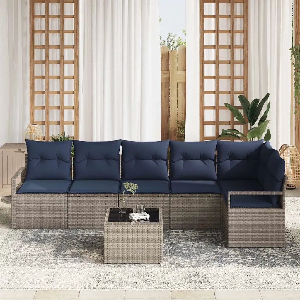 Set di divani 7 pcs Grigio polyrattan 3346415