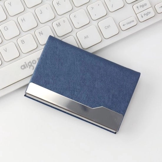 Portafoglio in acciaio inossidabile, portafoglio metallico, portafoglio molto sottile, portafoglio con chiusura magnetica per uomini e donne - Blu Reale