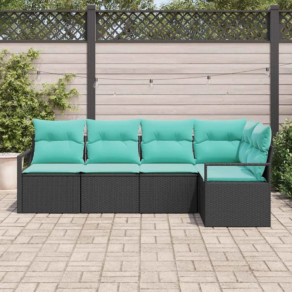 Set di divani 5 pcs Nero polyrattan 3346386