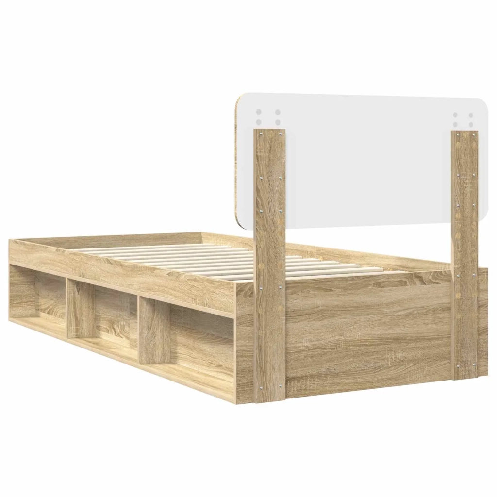 Letto singolo | Letto per adulti | Struttura del letto Rovere Sonoma 75 x 190 cm Pino massello
