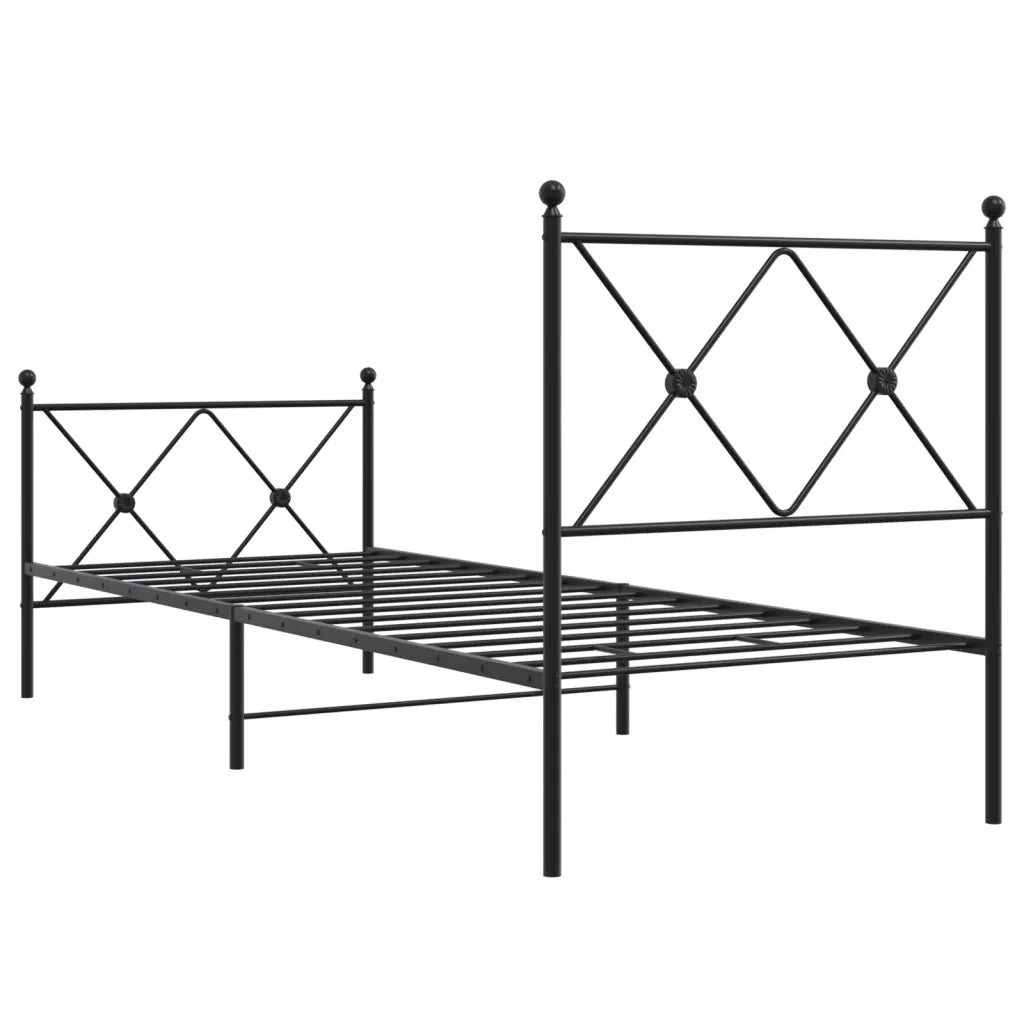 Giroletto con Testiera e Pediera-Struttura Letto Metallo Nero 75x190 cm 344673