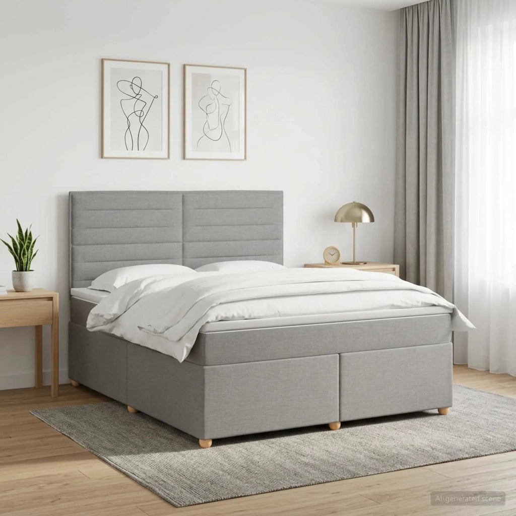 Letto box spring con materasso Grigio Chiaro 140 x 190 cm 3453872