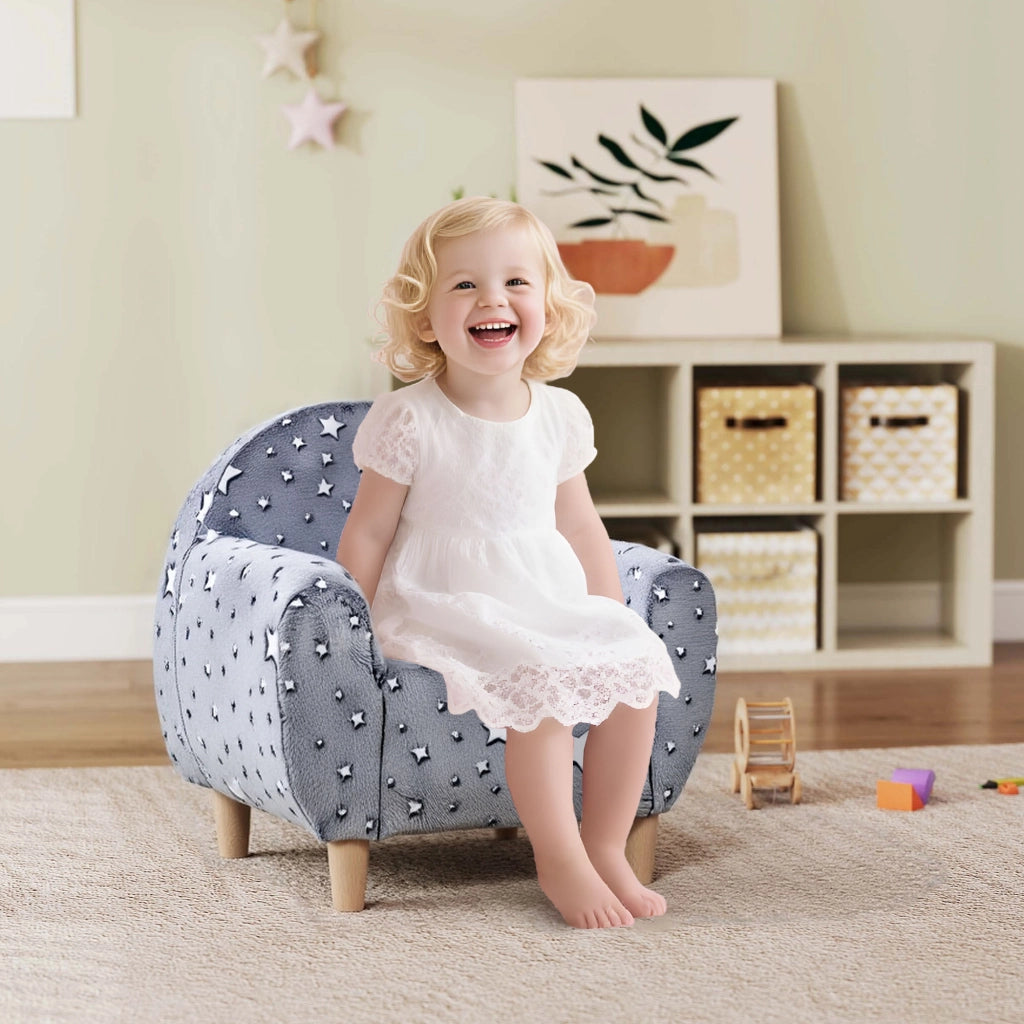 Divano per bambini in velluto ¨C zephmum ¨C 55x40x55 cm grigio