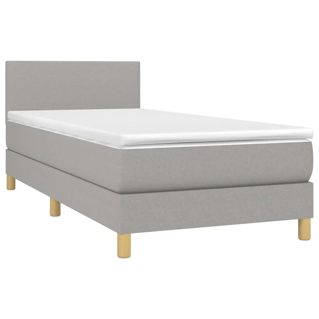Letto singolo | Letto per adulti | Letto a Molle Materasso e LED Grigio Chiaro 100x200 cm Tessuto