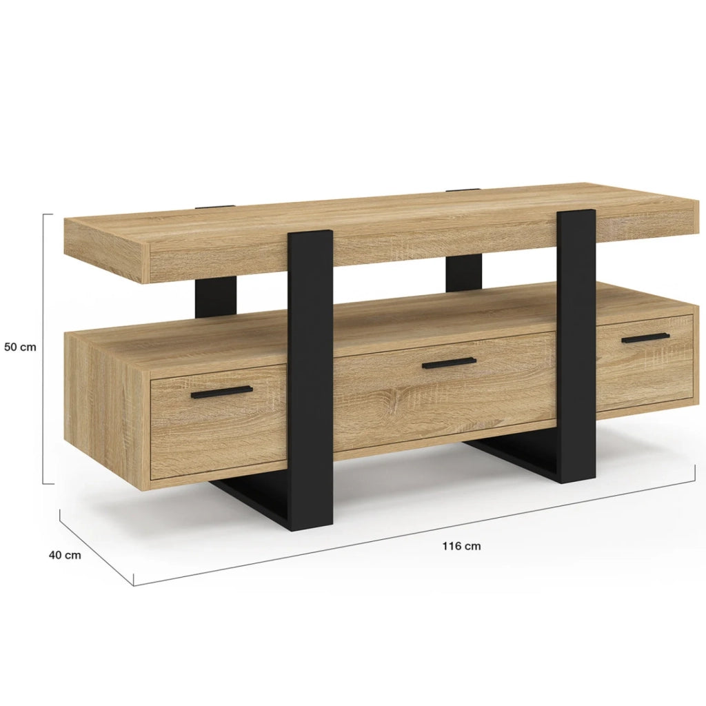 IDMarket - Porta TV PHOENIX legno nero con cassetti