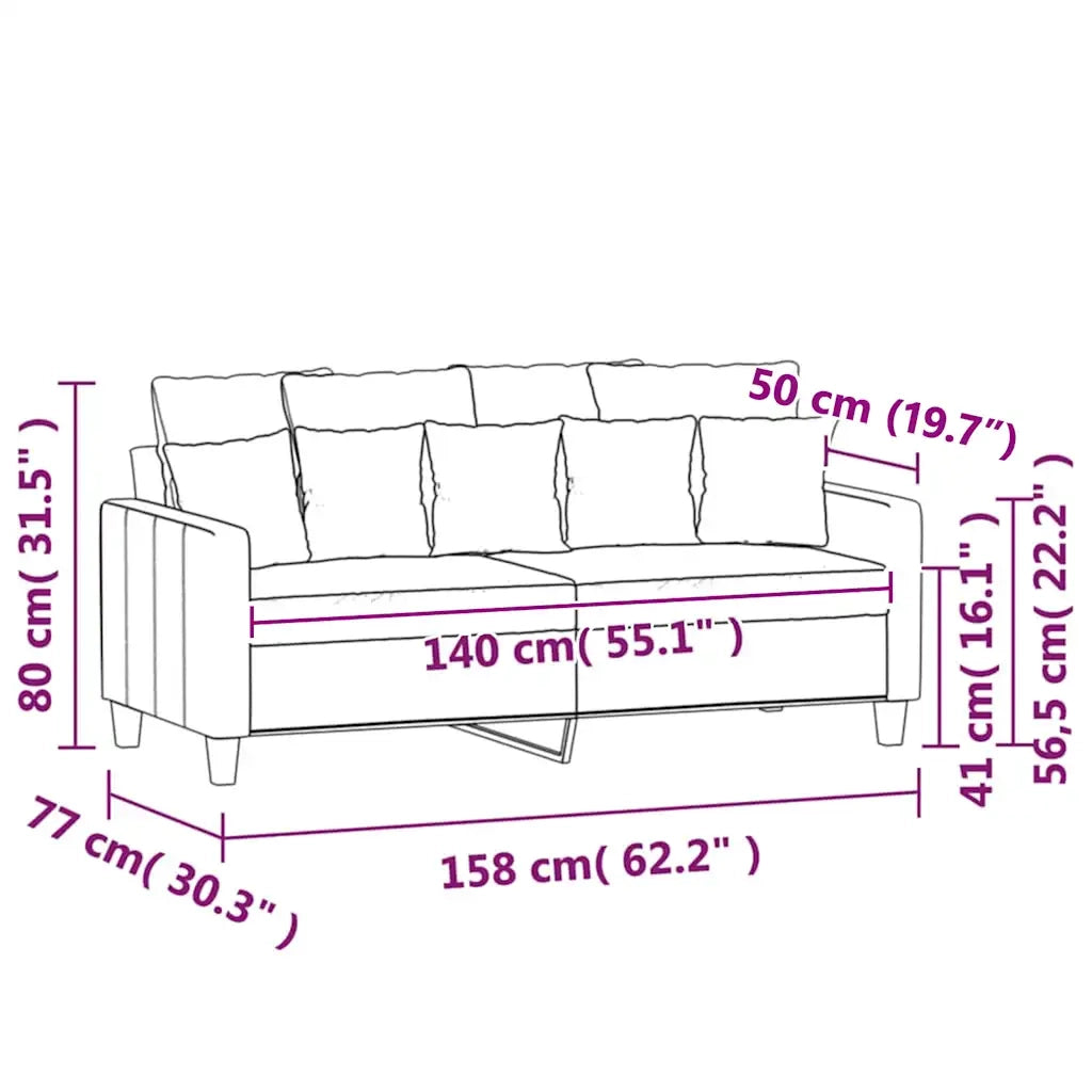 Divano a 2 Posti-Sofa 2 Posti Nero 140 cm in Velluto 614568