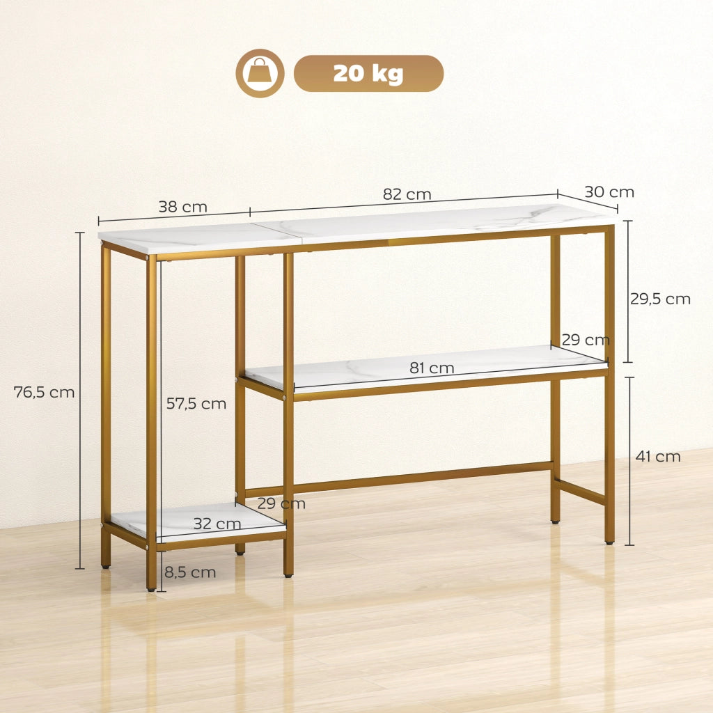 Tavolo console con ripiani ¨C Minimal ¨C bianco dorato 120 cm
