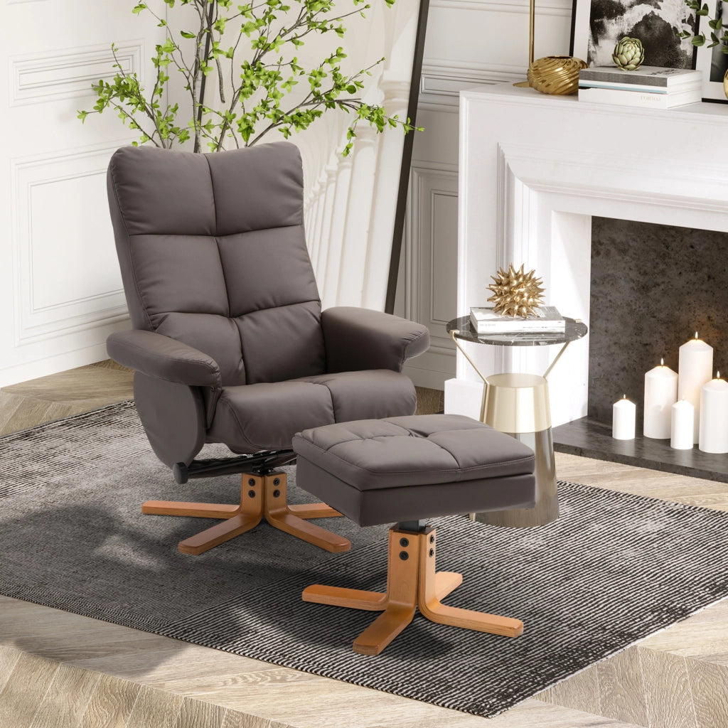 Poltrona Relax Reclinabile 360¡ã Girevole con Poggiapiedi ¨C Minimal ¨C Marrone in Similpelle