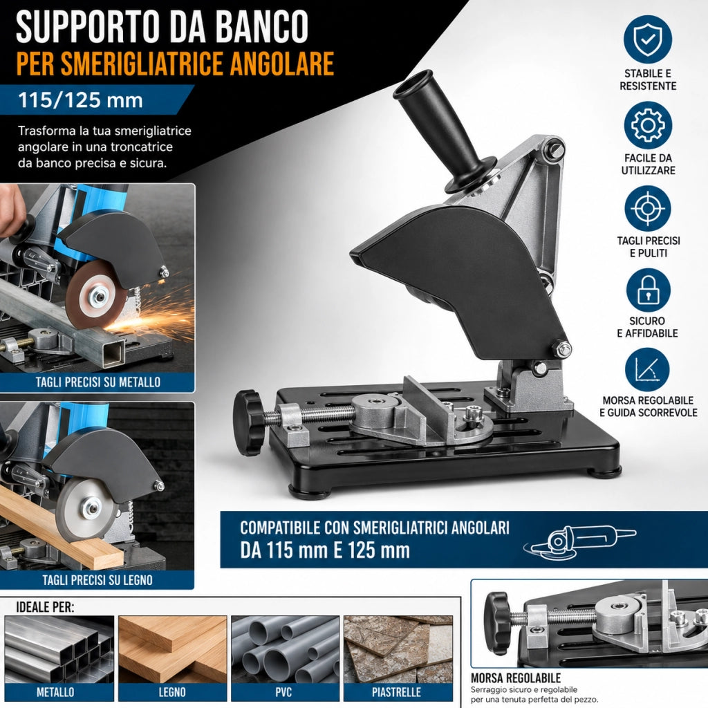 SUPPORTO DA BANCO PER  FLEX SMERIGLIATRICE ANGOLARE 125/115 TRONCATRICE FERRO