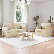 Divano 2 pcs Crema 144 x 80 x 85 cm Tessuto