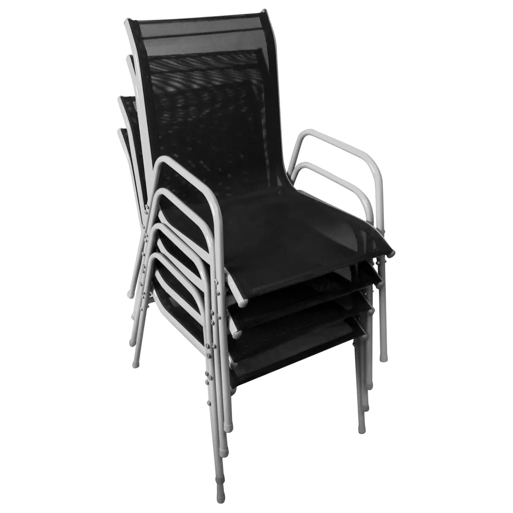 Set da Pranzo da Esterno 5 pz | Set Salotto da Giardino in Acciaio Nero