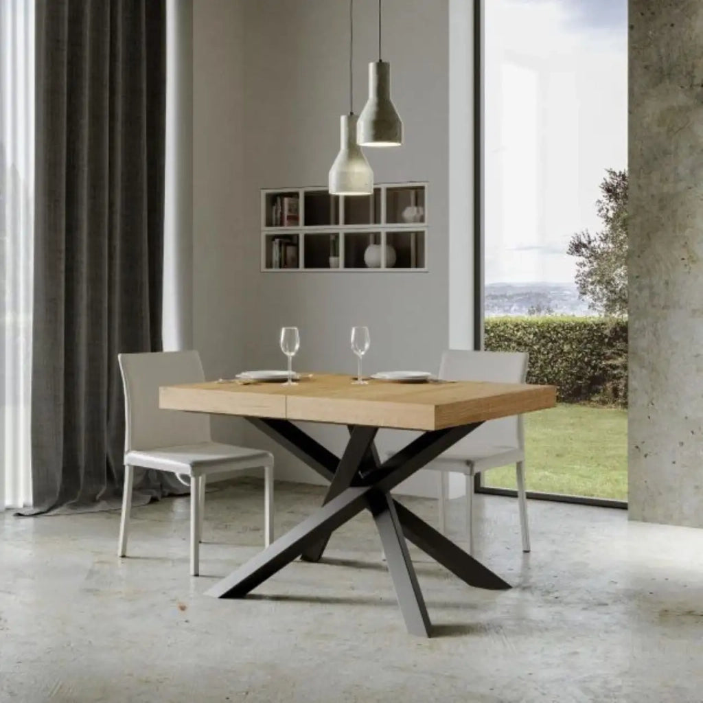 Tavolo allungabile 140/400x90 cm Volantis colore quercia natura gambe antracite