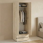 Guardaroba 2 ante Buriasco, Mobile camera da letto, Cabina armadio portabiti, Armadio appendiabiti, 74x52 h214 cm, Rovere
