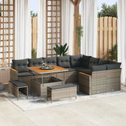 Set Divano da Giardino 12 pcs Grigio Rattan in Polipropilene