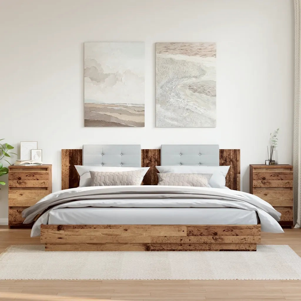 Comodini Legno Antico 2 pz-Set di 2 Tavolino da notte 40x35x62,5 cm in Legno Multistrato