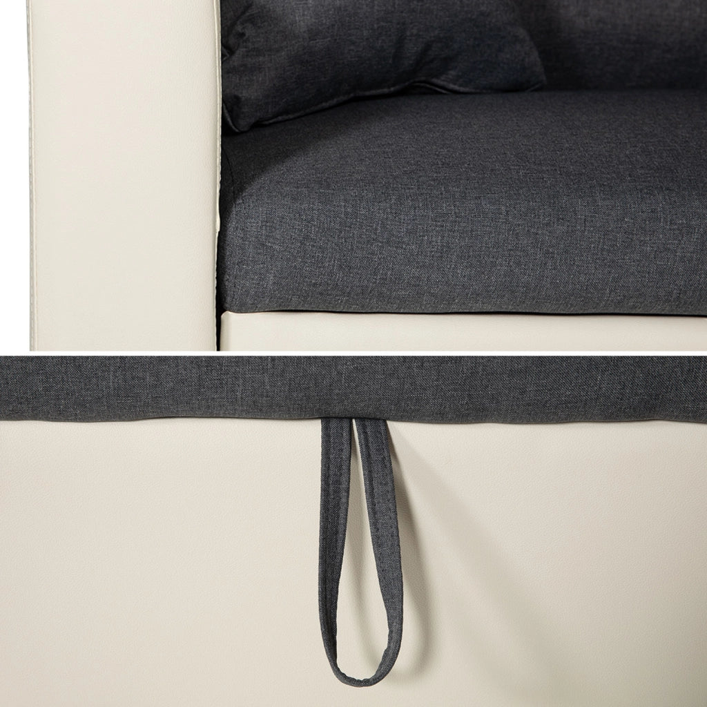 CLARKDivano letto angolare a 3 posti grigio e bianco