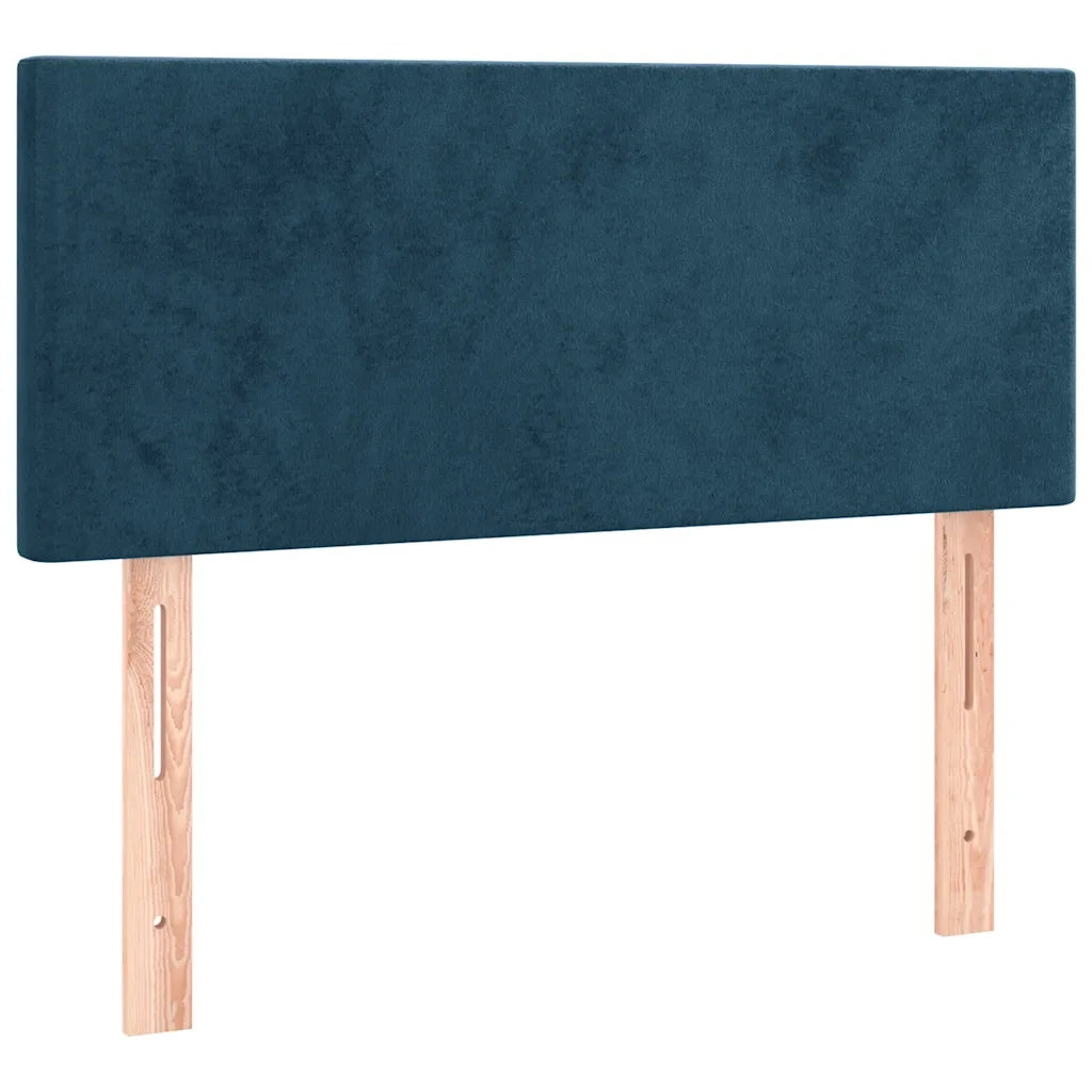 Letto a Molle con Materasso e LED Blu Scuro 90x200cm in Velluto