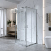 Box Doccia 3 Lati 80x80x80 Cm H185 cm vetro 6 mm Trasparente Apertura Scorrevole| Kiro