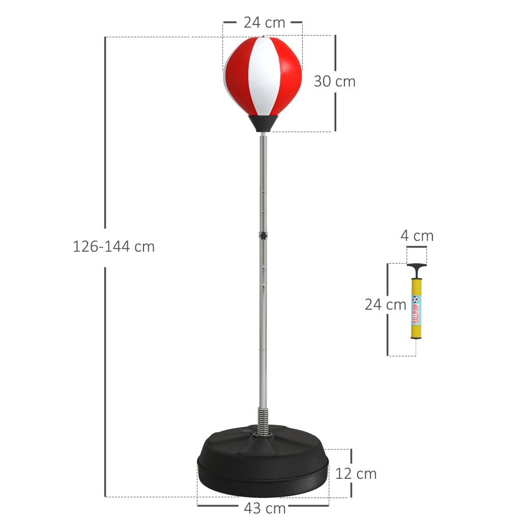 Punching Ball da Terra Regolabile ¨C Minimal ¨C Rosso e Bianco 43x43x126-144 cm