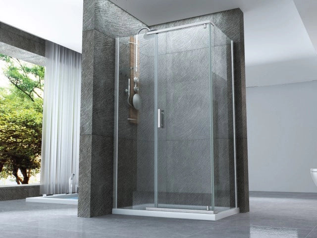 Box doccia due lati con porta battente cristallo 8mm trasparente h.195 SIDE 80 cm,70 cm