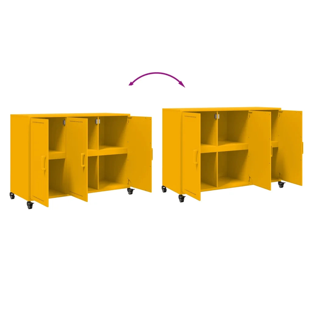 Credenza-Buffet-Armadio da cucina Giallo Senape 100,5x39x72 cm in Acciaio