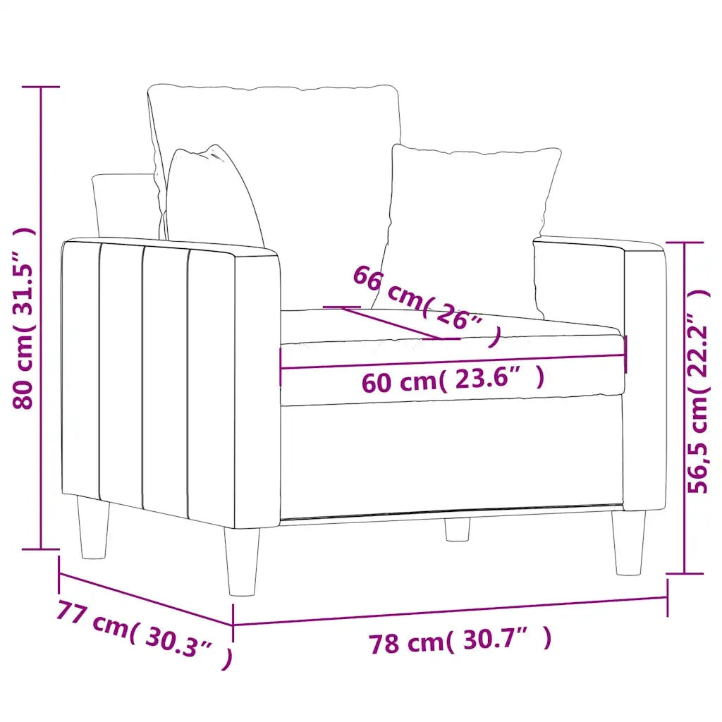 Poltrona Crema 60 cm Velluto 359291