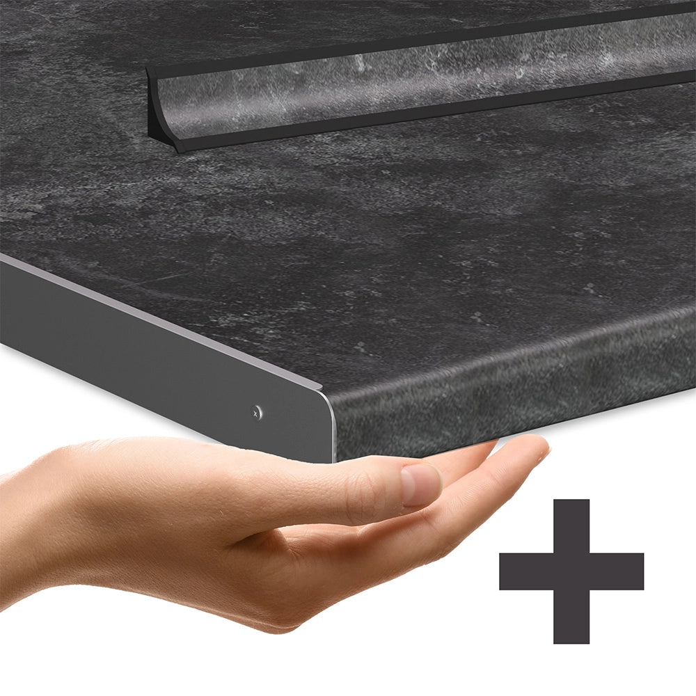 Vicco Cucina componibile Cemento/Bianco 300 cm con armadio alto, PL Antracite
