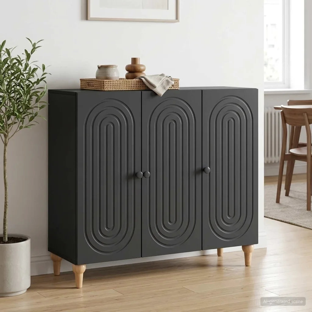 Credenza Nero 89 x 34,5 x 80 cm Legno ingegnerizzato 894186