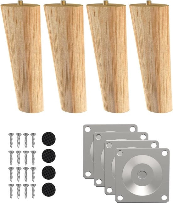 Sostegni in legno per tavolo - Sostegni per mobili sostituibili - 4 pezzi - Legno massello - 15 cm