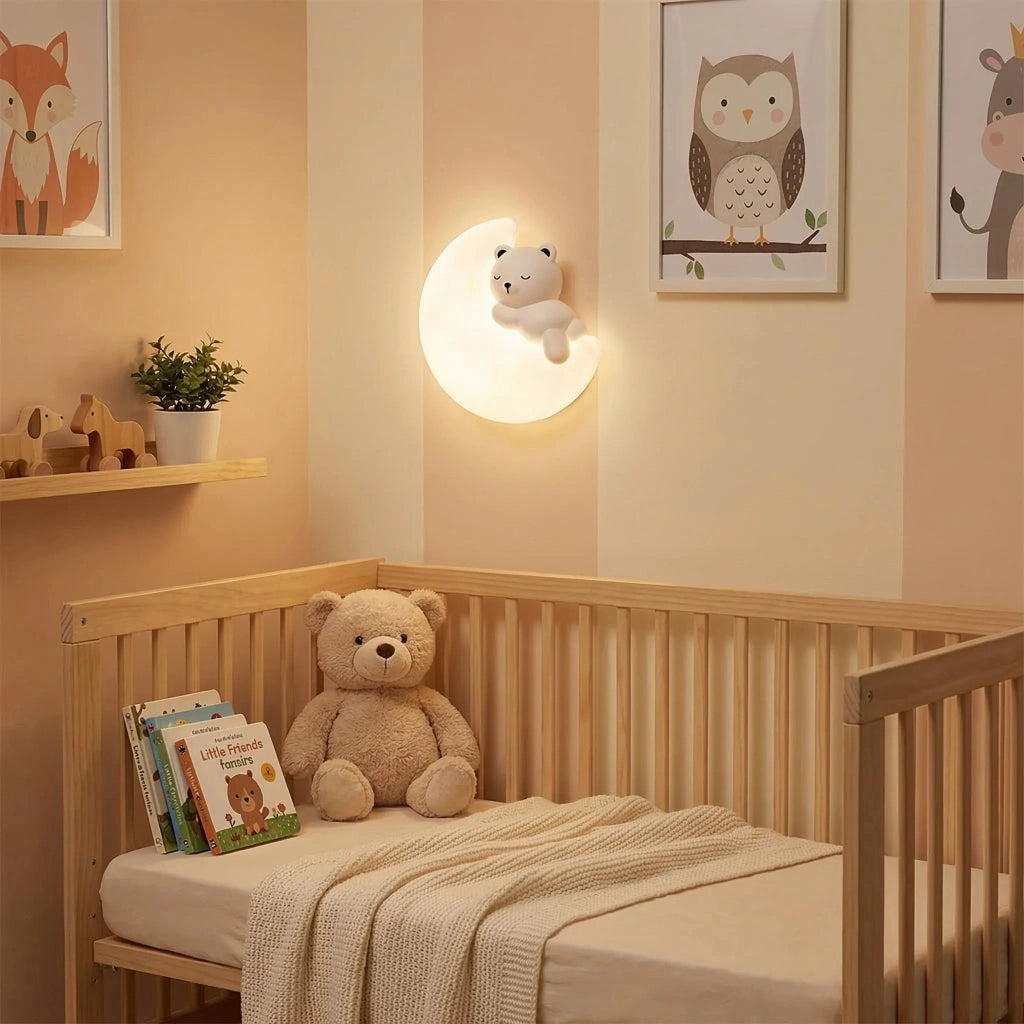 Applique Da Parete Led G180-w Orso Sulla Luna