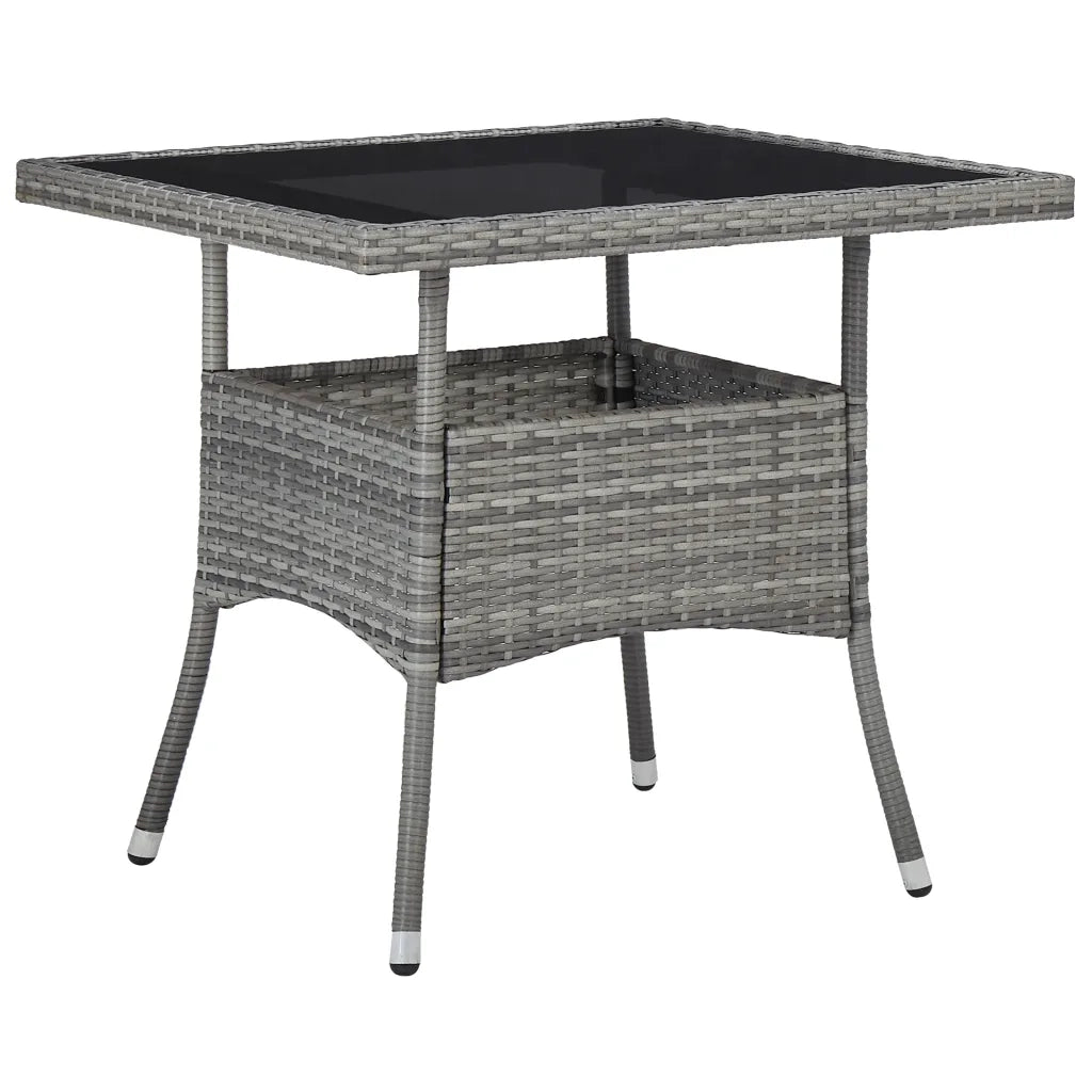 Set da Pranzo da Giardino 3 pz | Set Salotto da Giardino in Polyrattan e Vetro Grigio