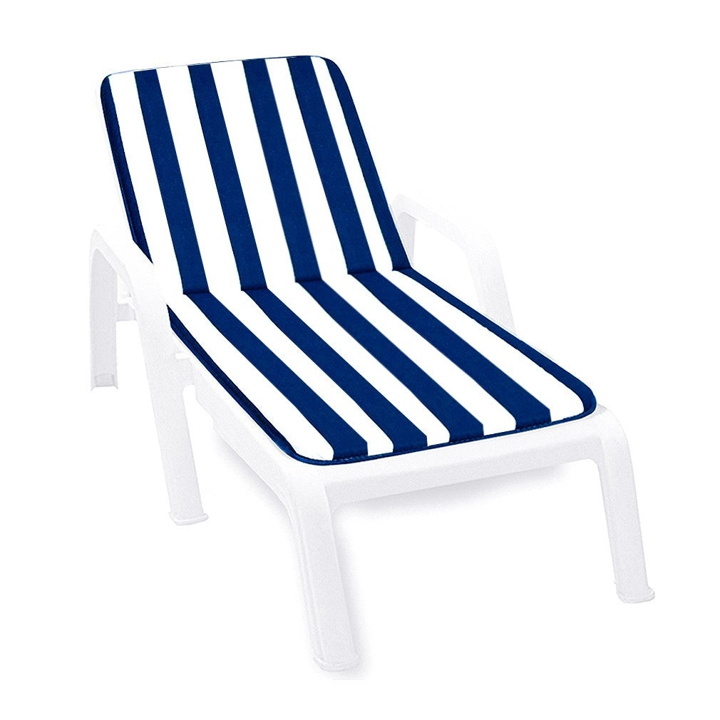 Cuscino Sdraio Morbido A Righe Copri Seduta Lettino Prendisole Pieghevole Made In Italy Blu