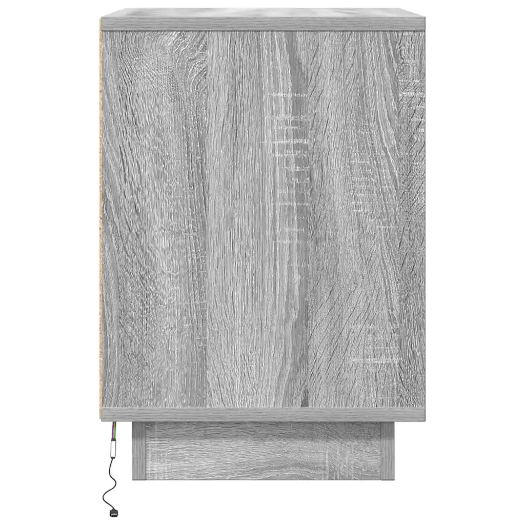 Comodino con Luci LED Grigio Sonoma 38x34x50 cm 861275