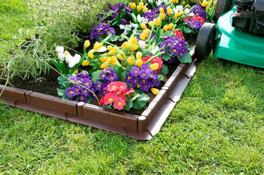 La bordatura di decorazione in plastica per il prato, MARRONE ? 10 m di lunghezza x 6 cm
