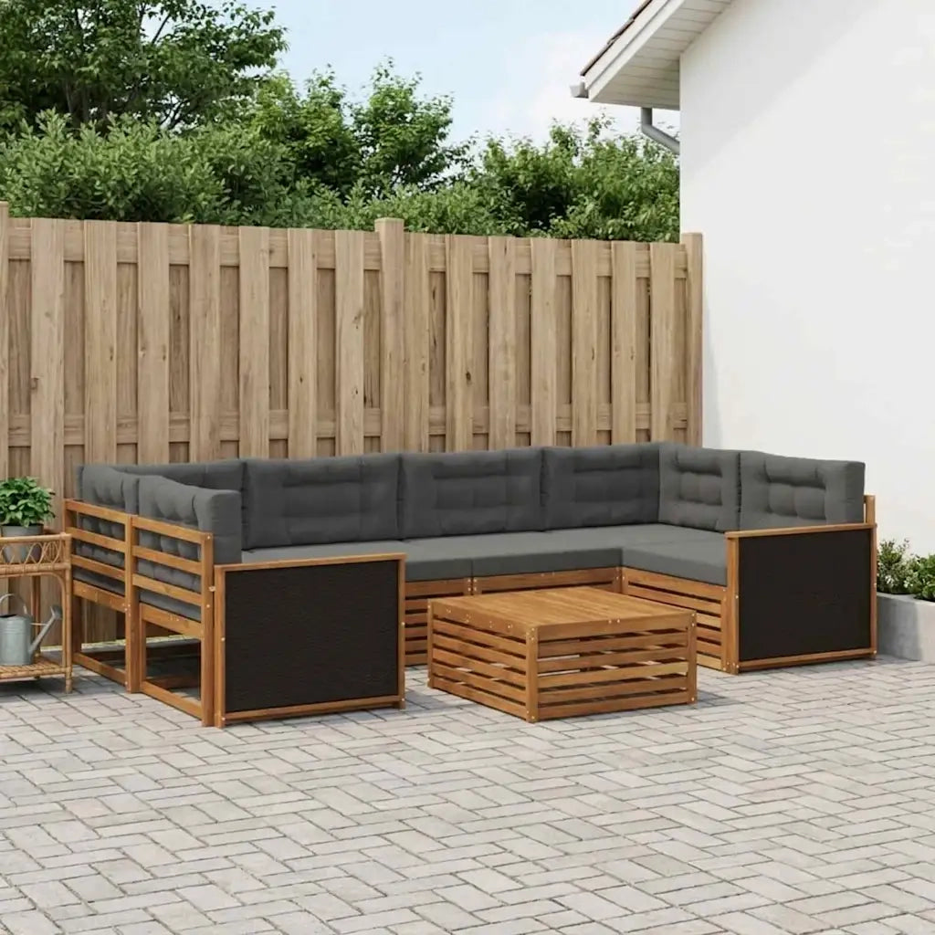 Set di divani da esterno 7 pcs Naturale e Antracite Poliestere 3383075