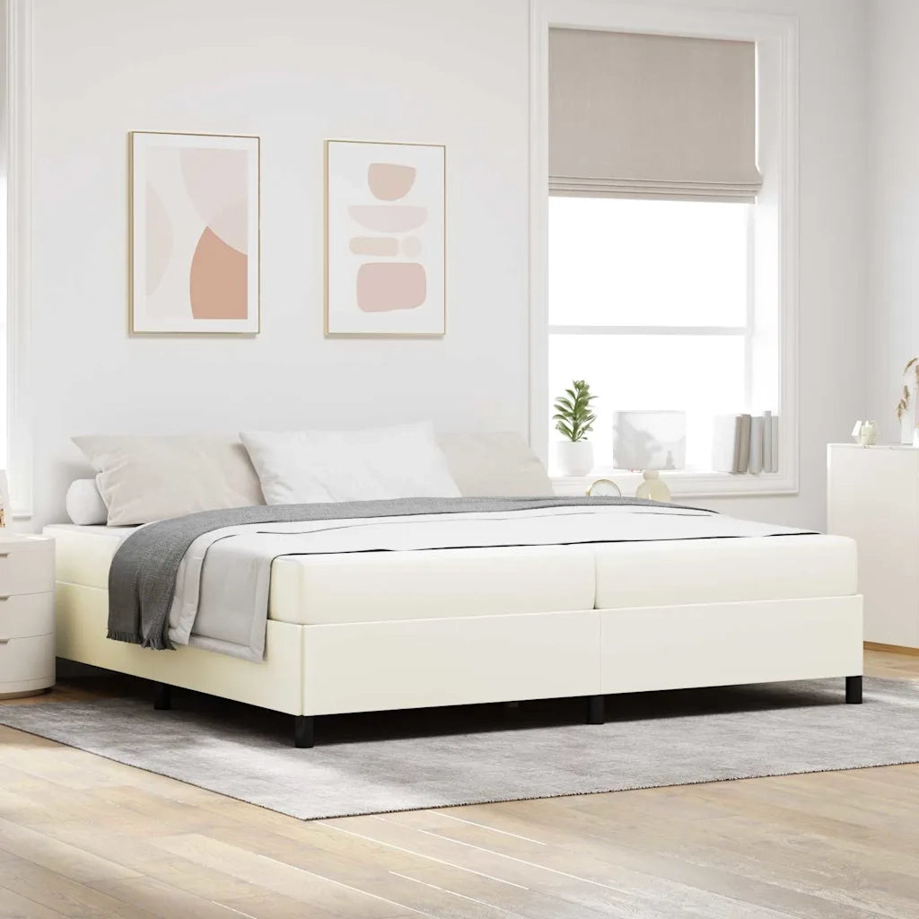 Struttura del letto con materasso Crema 200 x 200 cm Tessuto