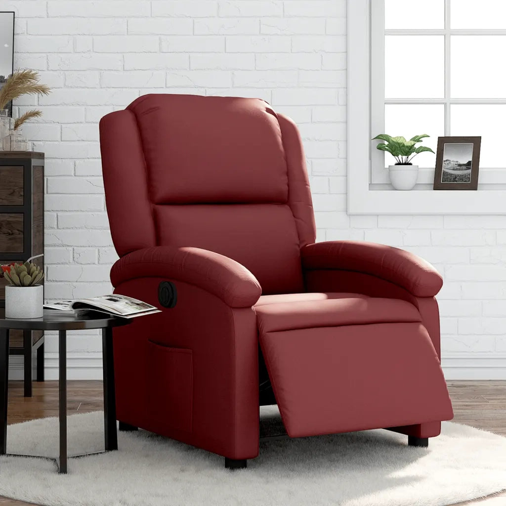Poltrona | Sedia Relax Reclinabile Elettrica Rosso Vino in Similpelle