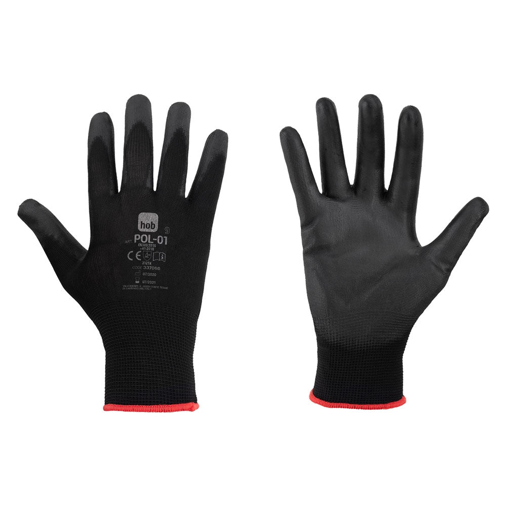 GUANTI POLIESTERE/POLIURETANO 'SPECIAL HOB POL-01' Tg. 10 - colore nero- 12 coppia  - NERI