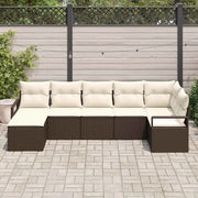 Set di divani con cuscino 7 pcs Marrone e Crema polyrattan 3355137