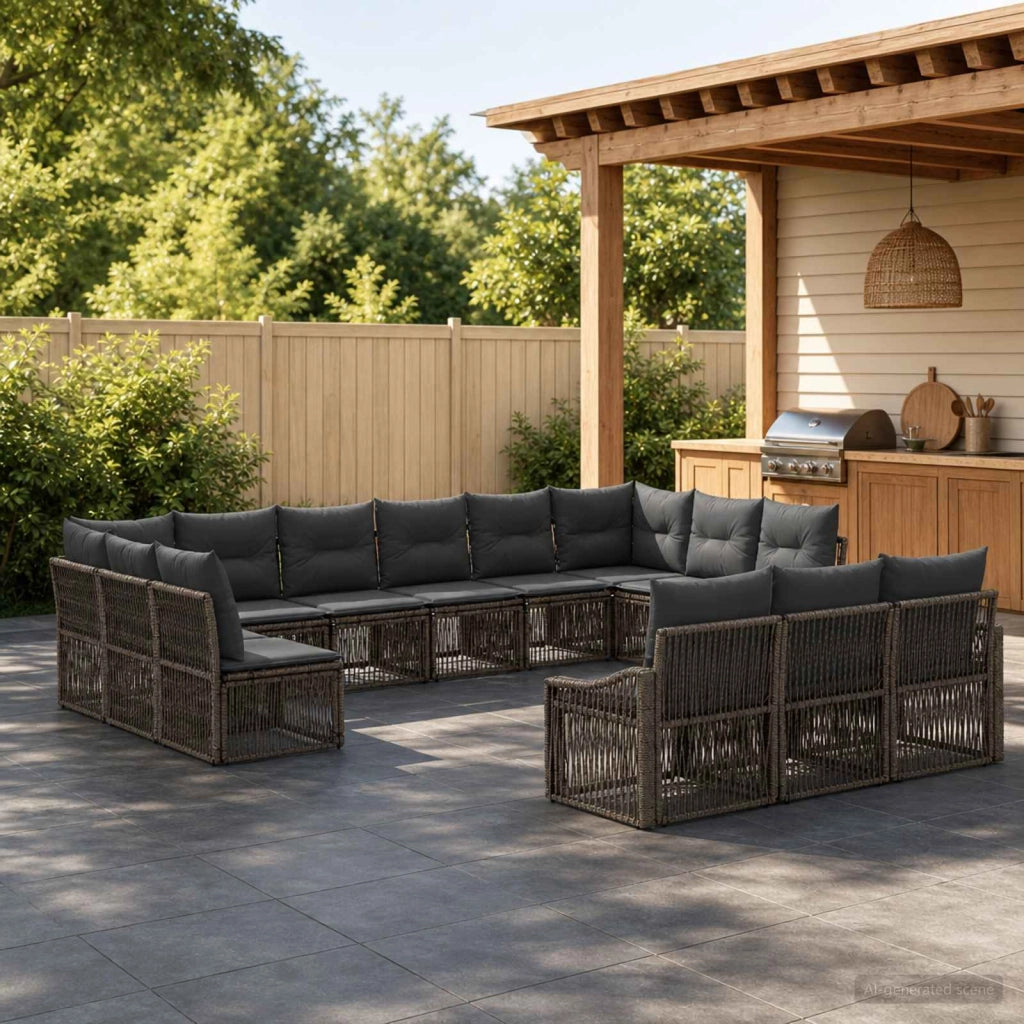 Set Divano da Giardino 13 pz Grigio polyrattan 3436157
