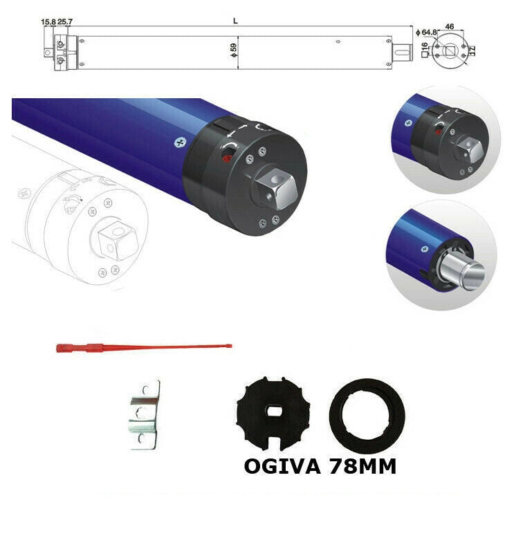 MOTORE AVVOLGIBILE X TENDA DA SOLE 220KG 120 NM RULLO 78 SI ADATTA A GAVIOTA