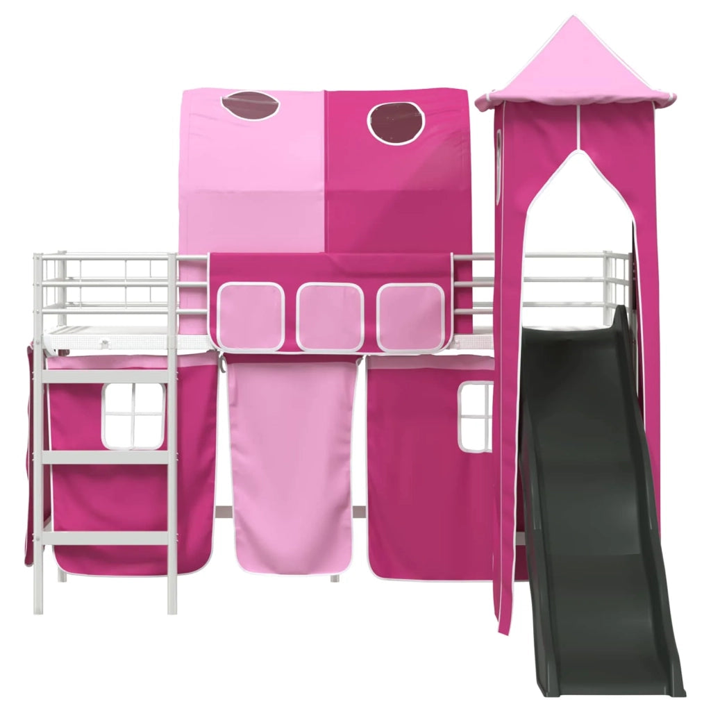 Struttura del letto loft per Bambini | Letto Infantile | Lettino Bianco e Rosa 75 x 190 cm