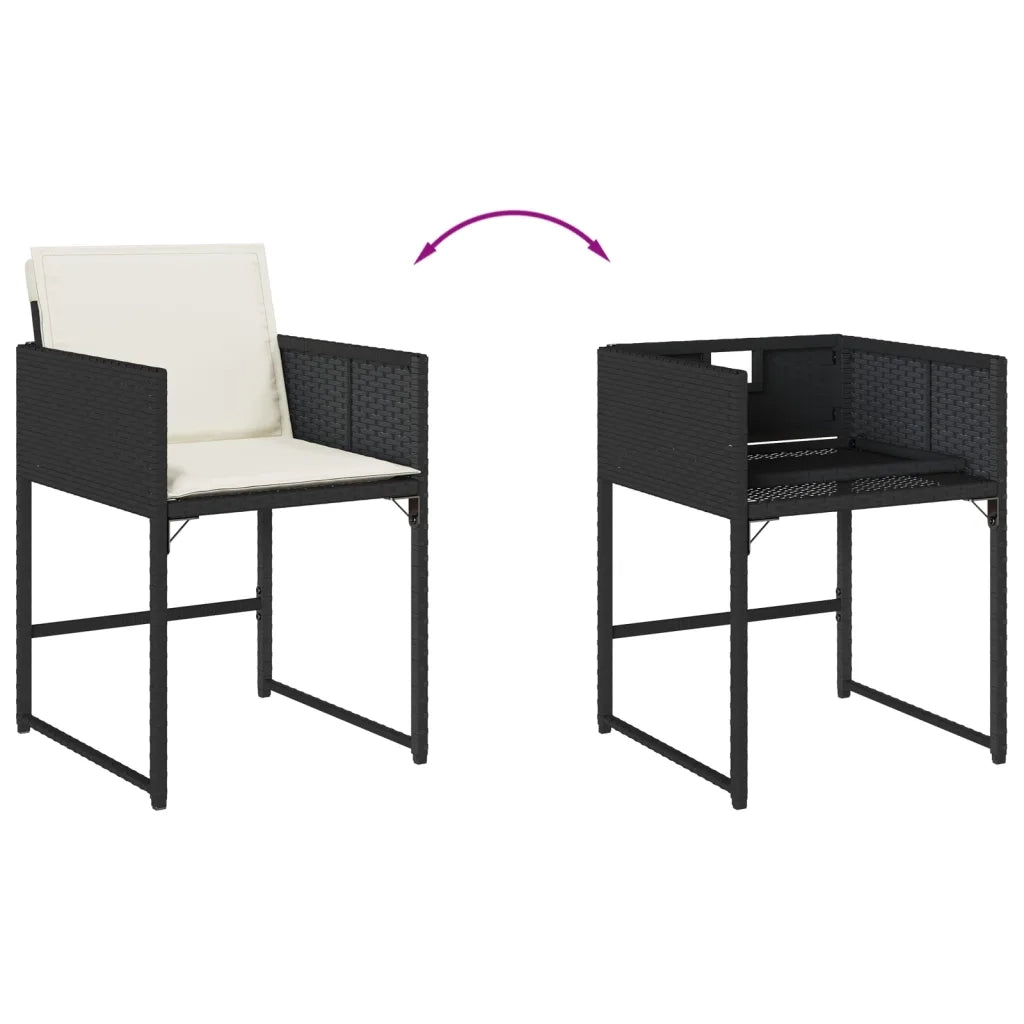 Sedie da Giardino con Cuscini 4 pz Nere in Polyrattan 4007475