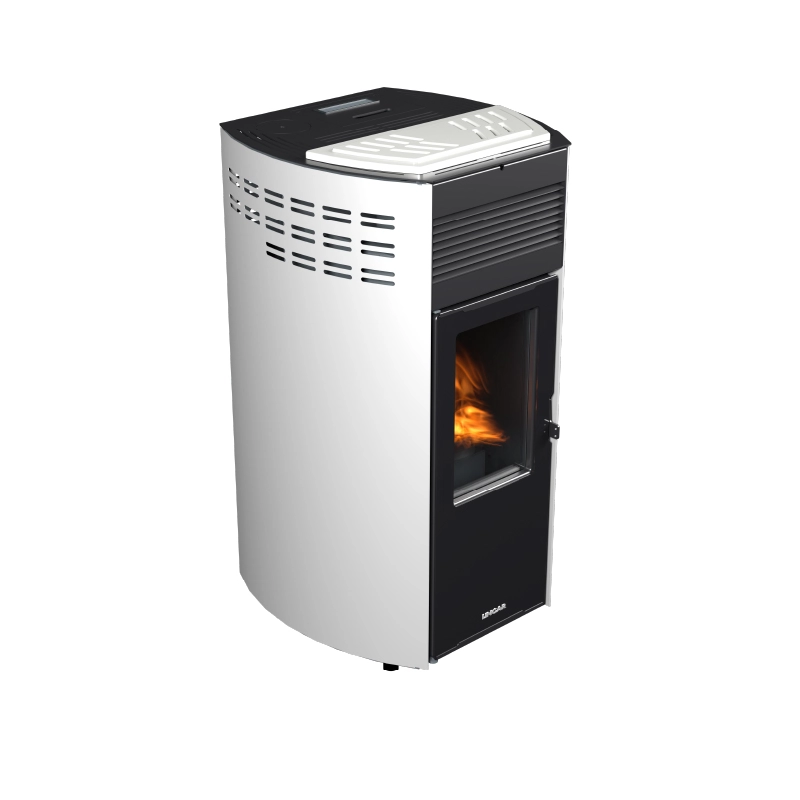 Erica stufa a pellet ventilata 10,8kw in acciaio e ghisa bianco lucido Lincar