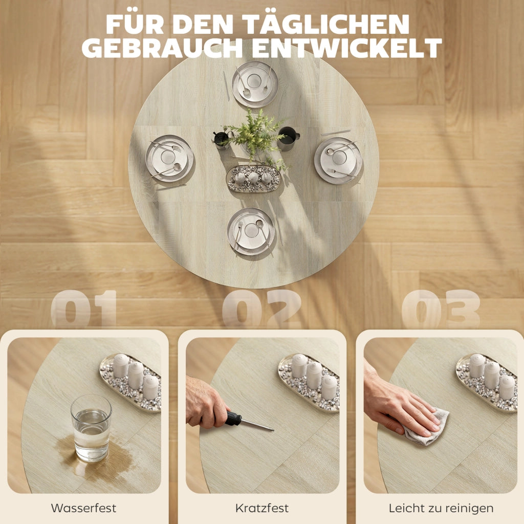 Tavolo pieghevole con ripiano aperto ¨C Xylo ¨C legno naturale, rotelle per cucina e pranzo